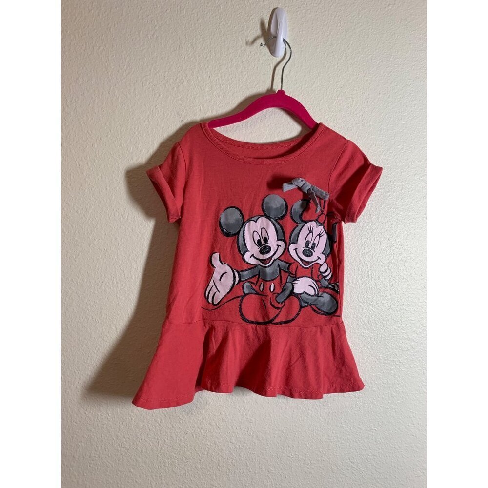 Disney Mickey & Minnie Short Sleeve T-Shirt Girls Size 4 Pink AC10